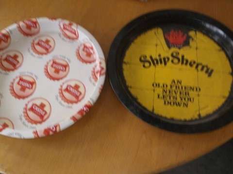 CASTLE LAGER AND SHIP SHERRY COLLECTORS TRAYS (METAL)